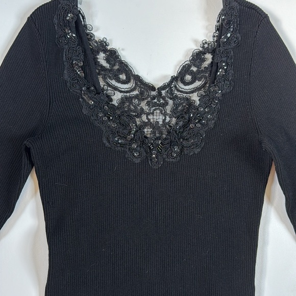 Cache Black Beaded Top Size Med - Picture 6 of 7